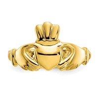 10K Yellow Gold Polished Ladies Claddagh Ring view 5