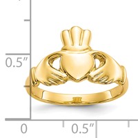 10K Yellow Gold Polished Ladies Claddagh Ring view 3