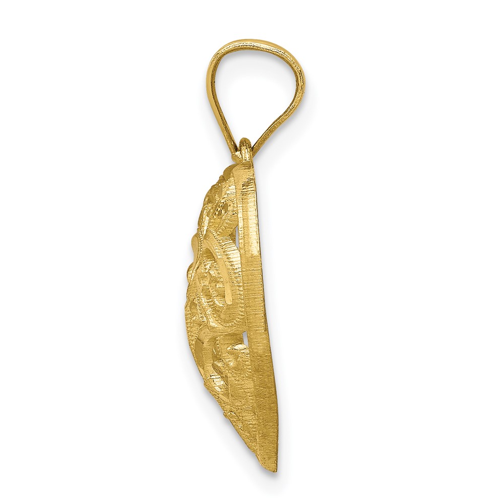 10K Diamond-cut Filigree Heart Charm (10C1349)