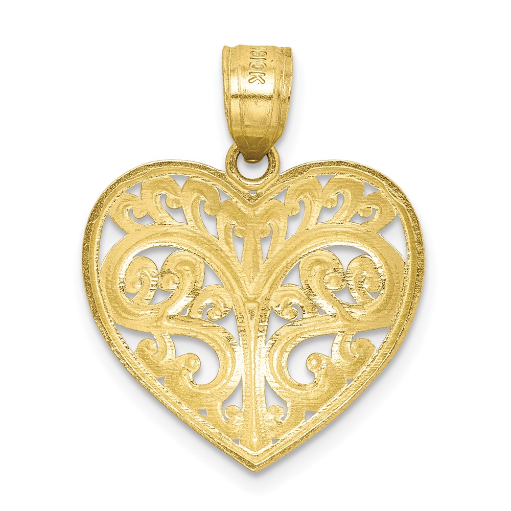 10K Diamond-cut Filigree Heart Charm (10C1349)