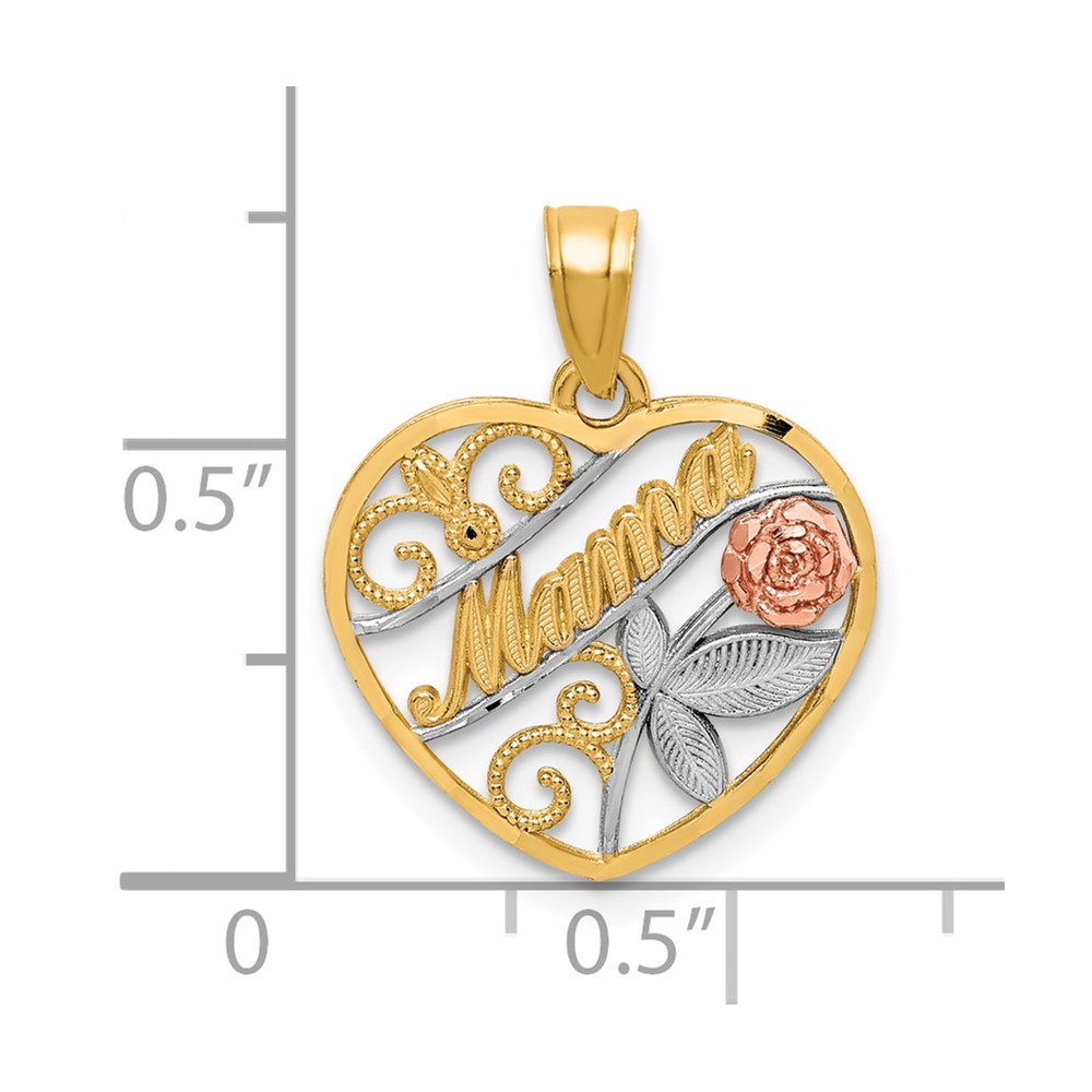 10K Two-Tone W/White Rhodium D/C MAMA Pendant (10C1353)