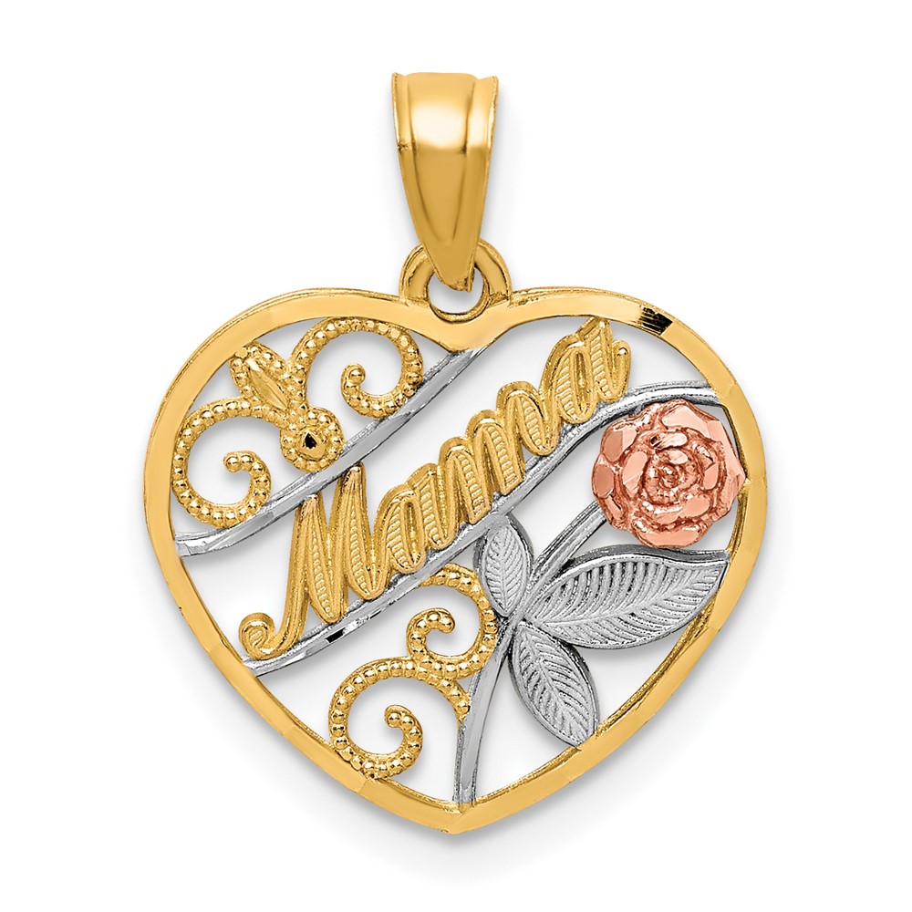10K Two-Tone W/White Rhodium D/C MAMA Pendant (10C1353)