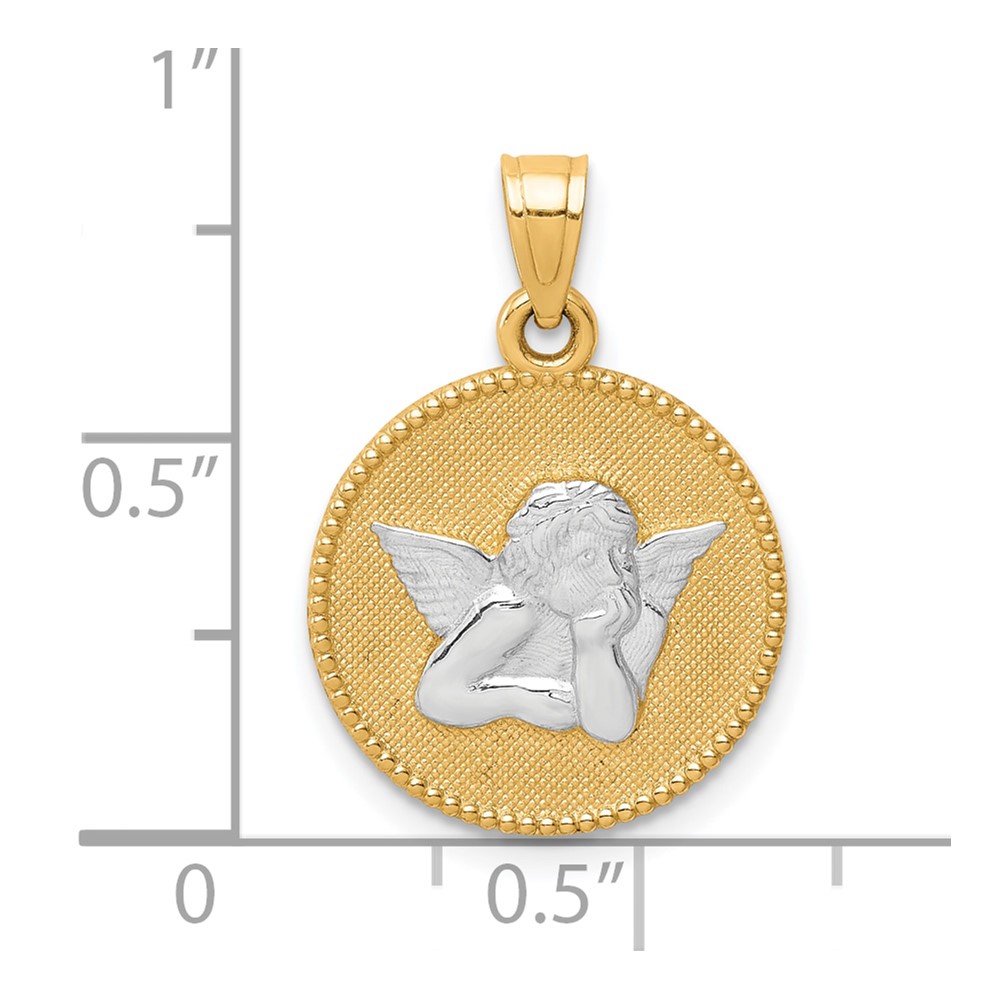 10K W/Rhodium Polished and Textured Angel Pendant (10C1366)