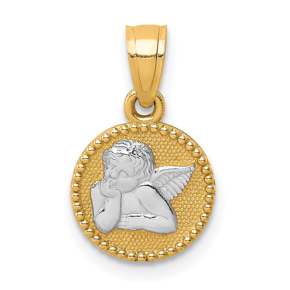10K W/Rhodium Polished and Textured Angel Pendant (10C1367)