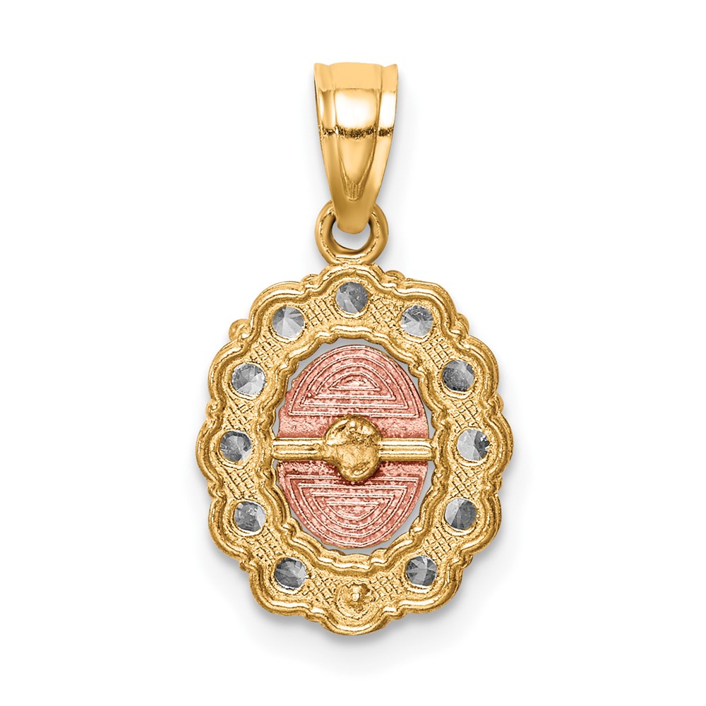 10K Two-Tone w/White Rhodium CZ Guadalupe Pendant (10C1368)