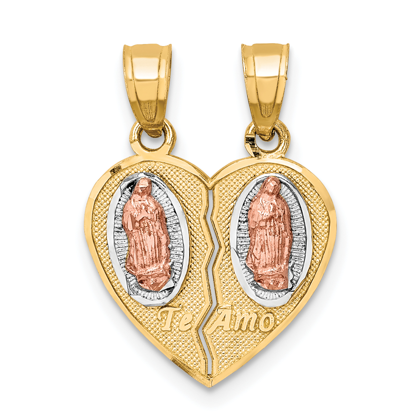 10K Two-Tone w/White Rhodium Break Apart Te Amo Pendant (10C1369)
