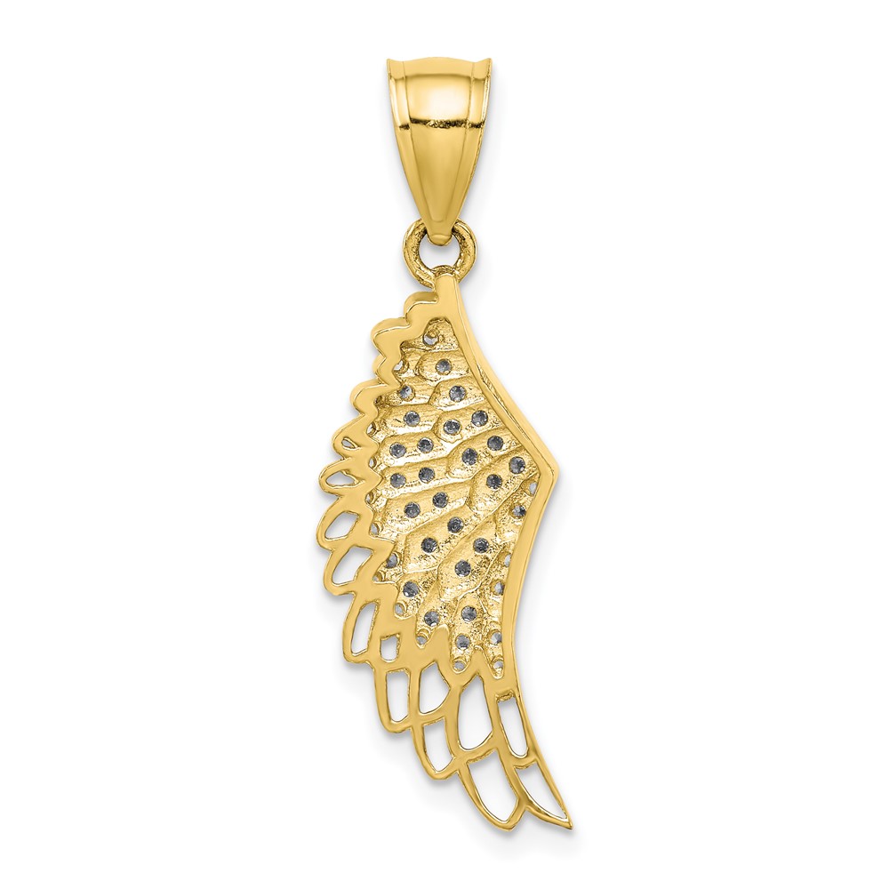 10K CZ Micropave Angel Wing Pendant (10C1371)