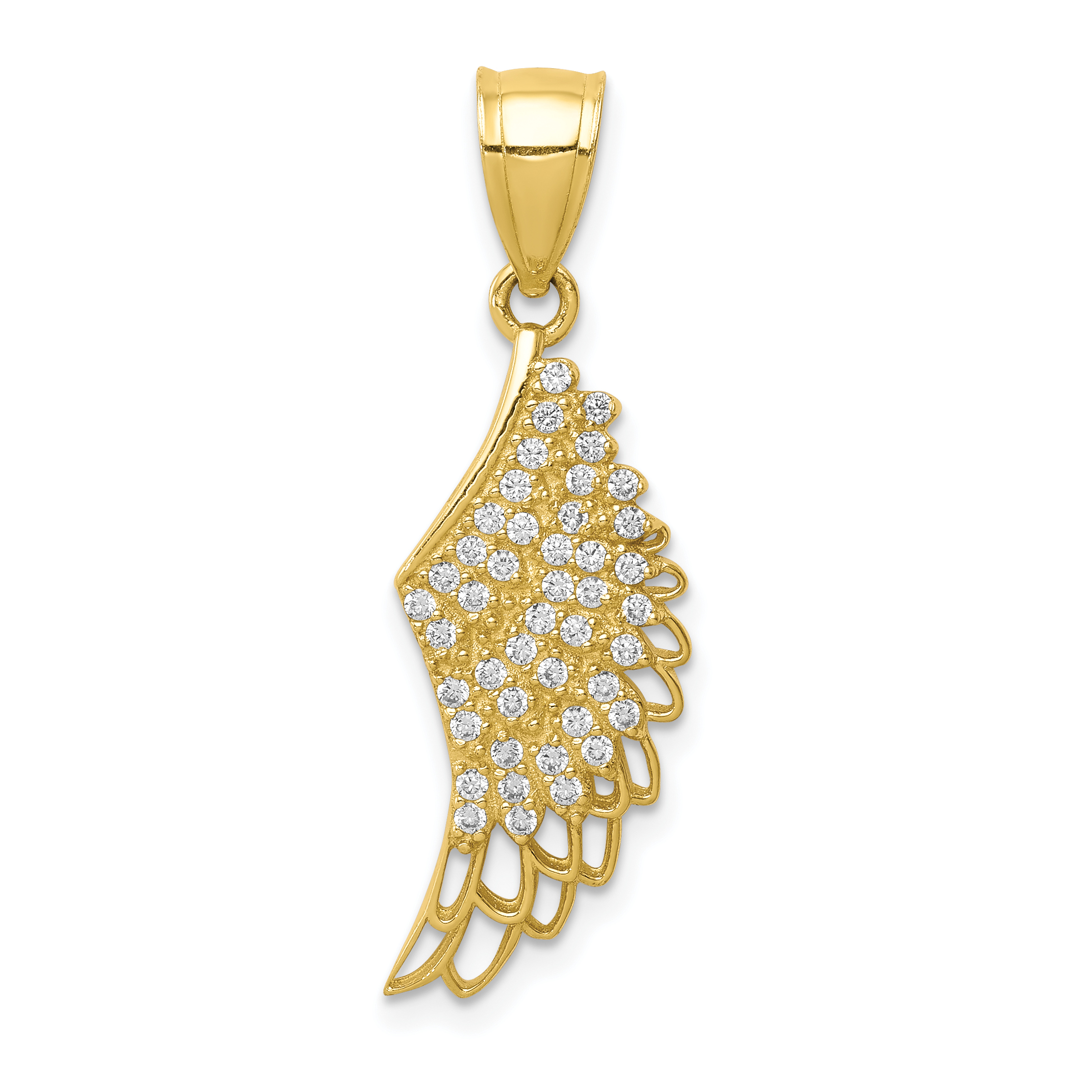 10K CZ Micropave Angel Wing Pendant (10C1371)