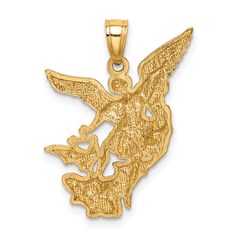 10K D/C w/Rhodium Saint Michael Pendant (10C1372)