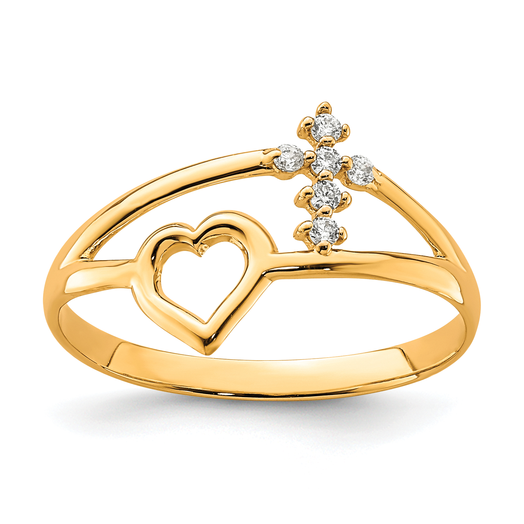10K Heart And Cross CZ Ring (10C1379)