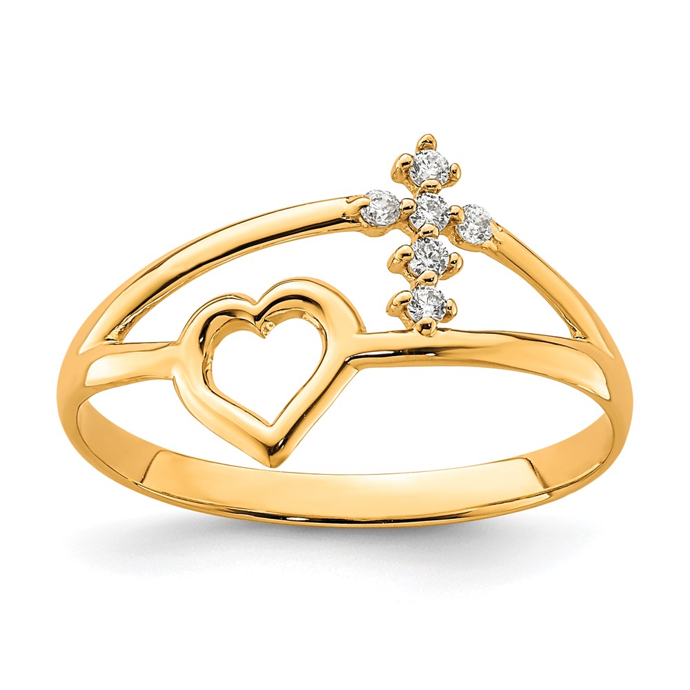 10k Yellow Gold CZ Heart Ring. Metal Wt- 1.03g for sale online | eBay
