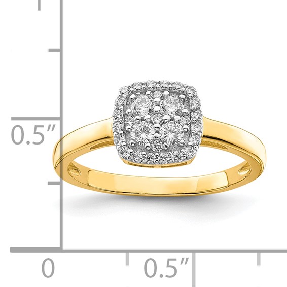 10K Square CZ Fancy Ring
