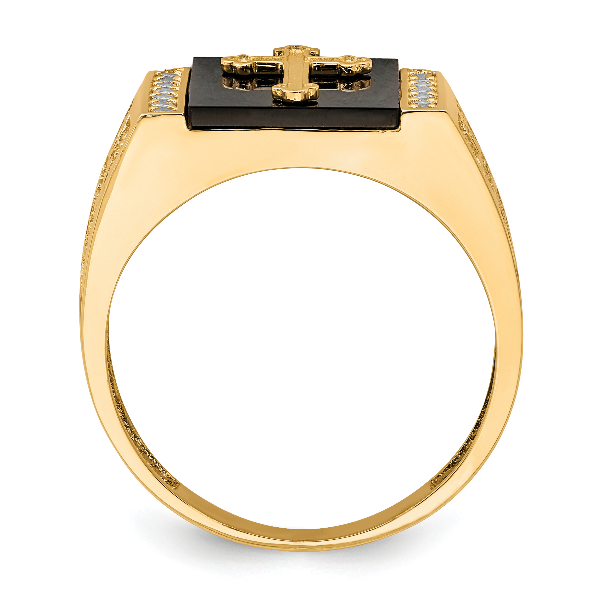 10K CZ and Onyx Cross Men'S Ring | J.C.'s Jewelry & Repair