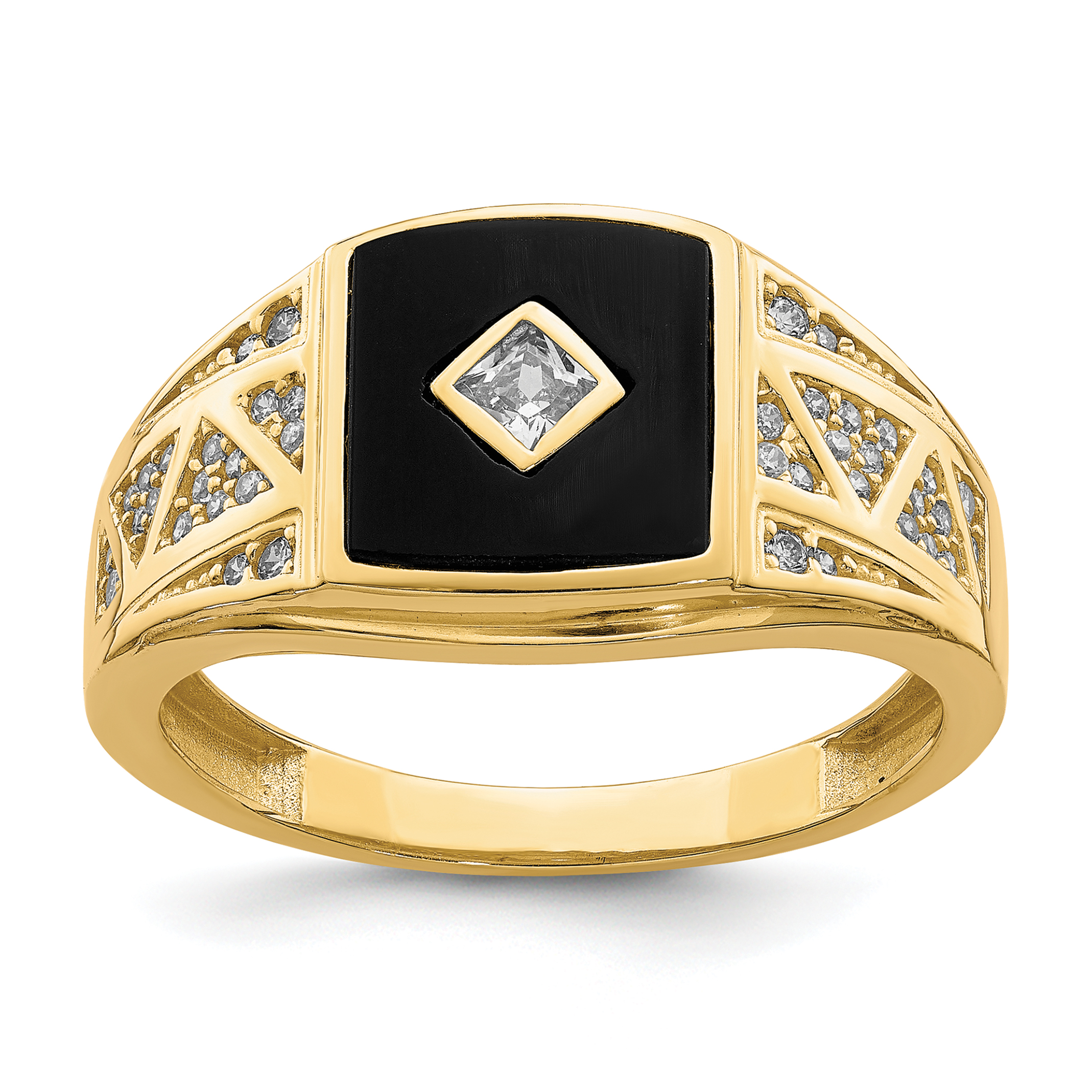 10K CZ and Onyx Men'S Ring (10C1402)