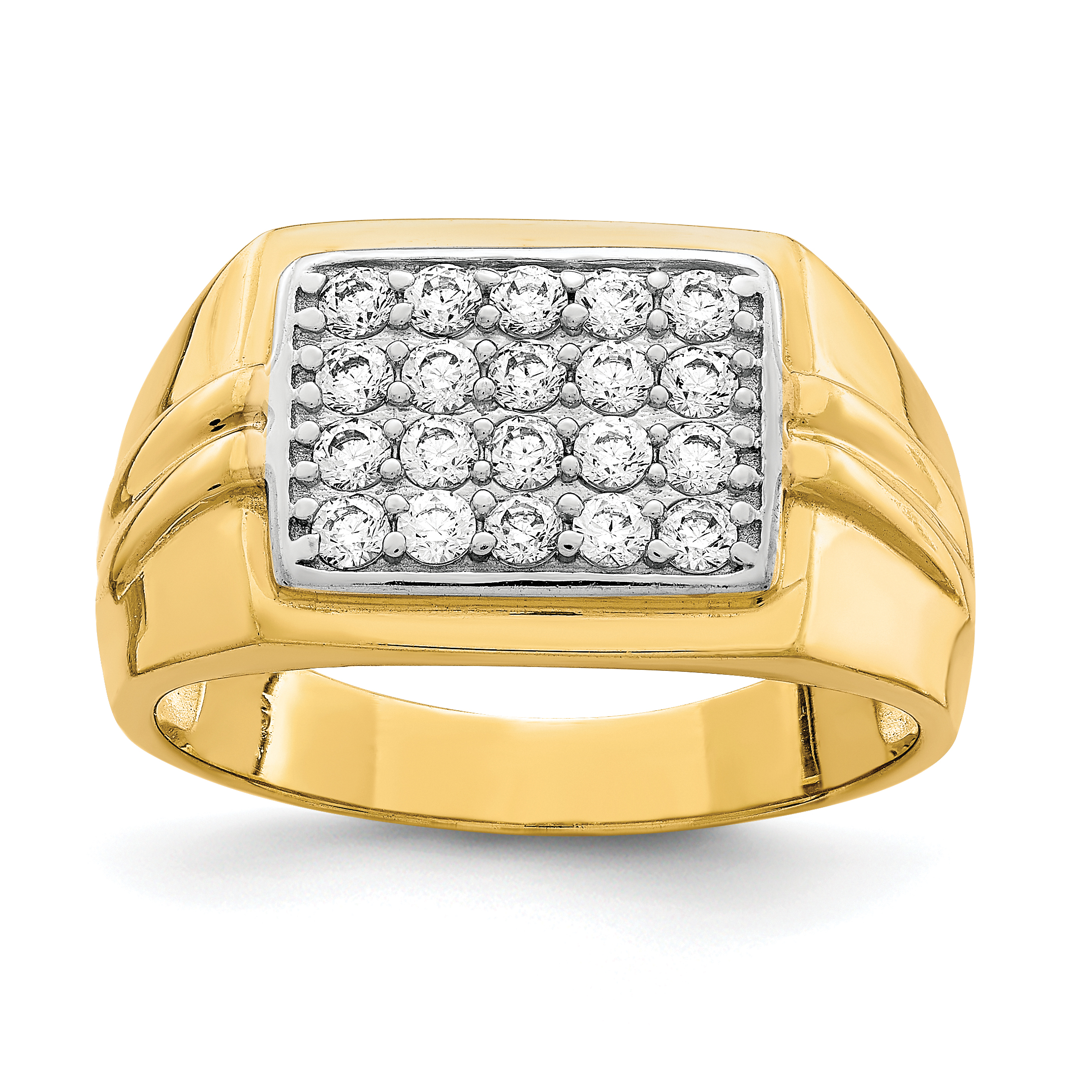 10K w/Rhodium CZ Mens Ring (10C1418)