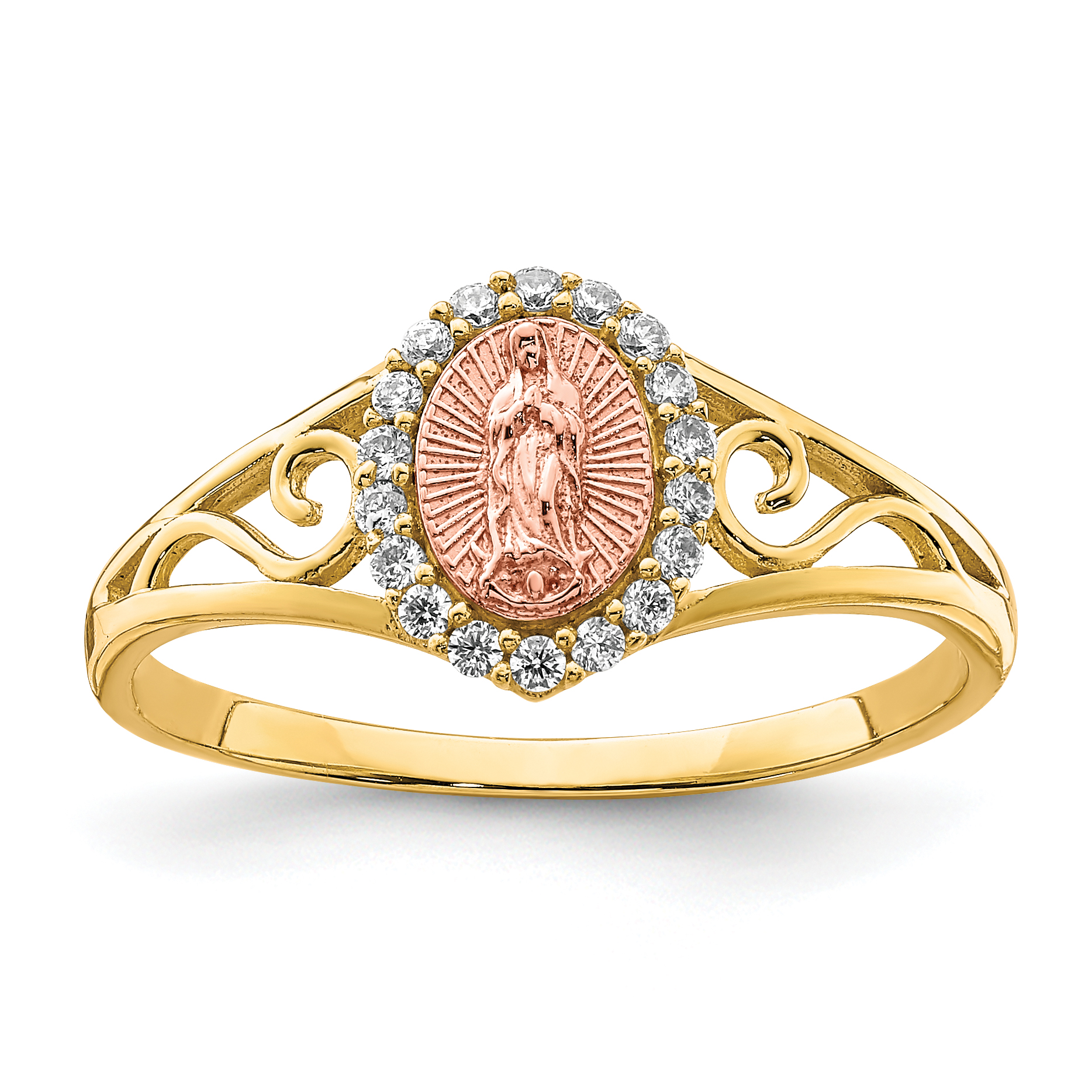 10K Two-Tone CZ Guadalupe Ring (10C1428)