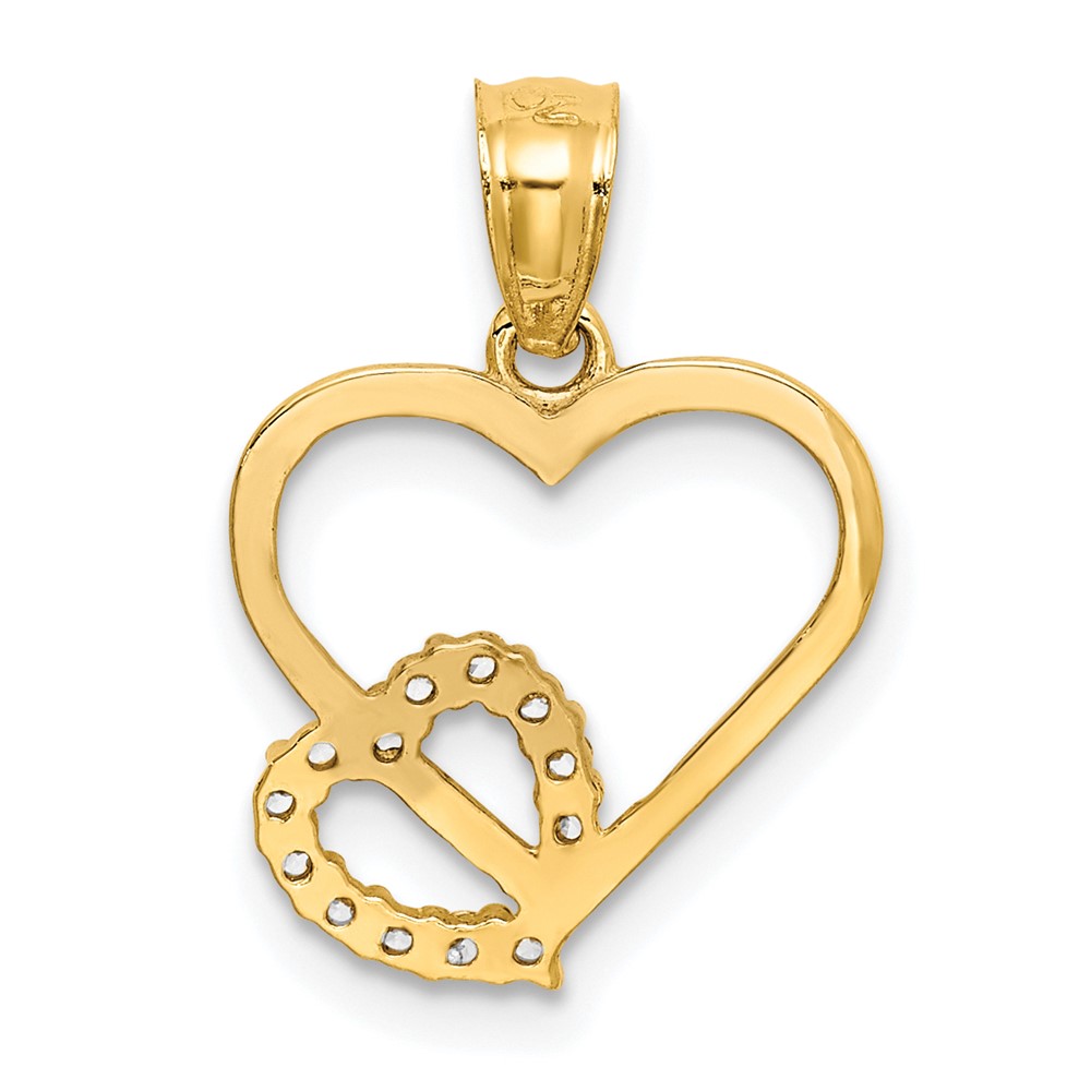 10K CZ Heart in Heart Pendant (10C1431)