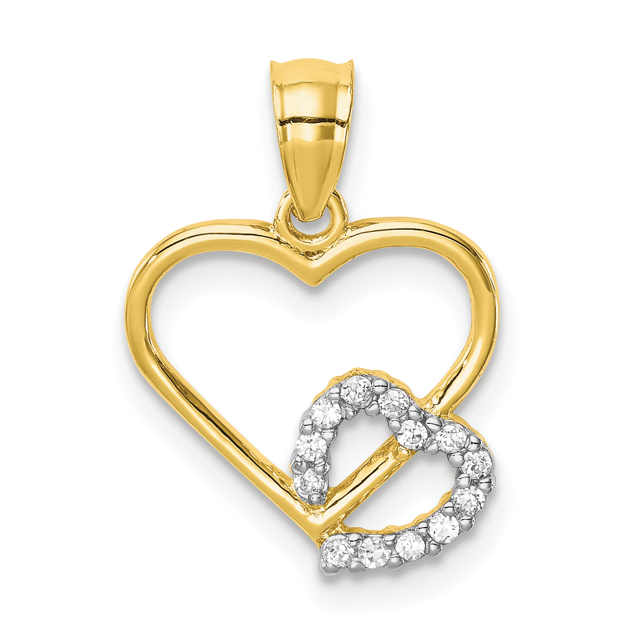 10K CZ Heart in Heart Pendant (10C1431)
