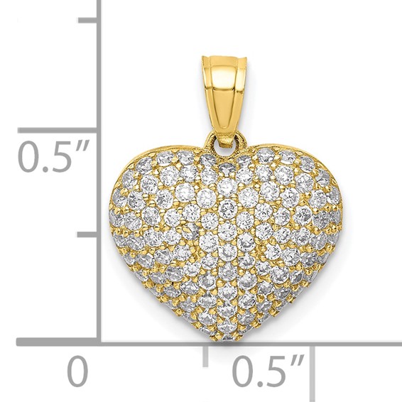 10K CZ Micro Pave Heart Pendant
