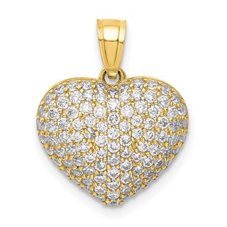 10K CZ Micro Pave Heart Pendant