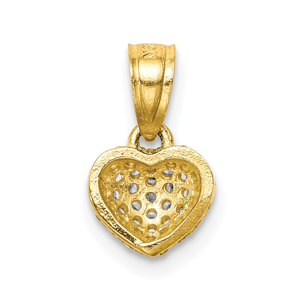 10K CZ Micro Pave Heart Pendant (10C1443)