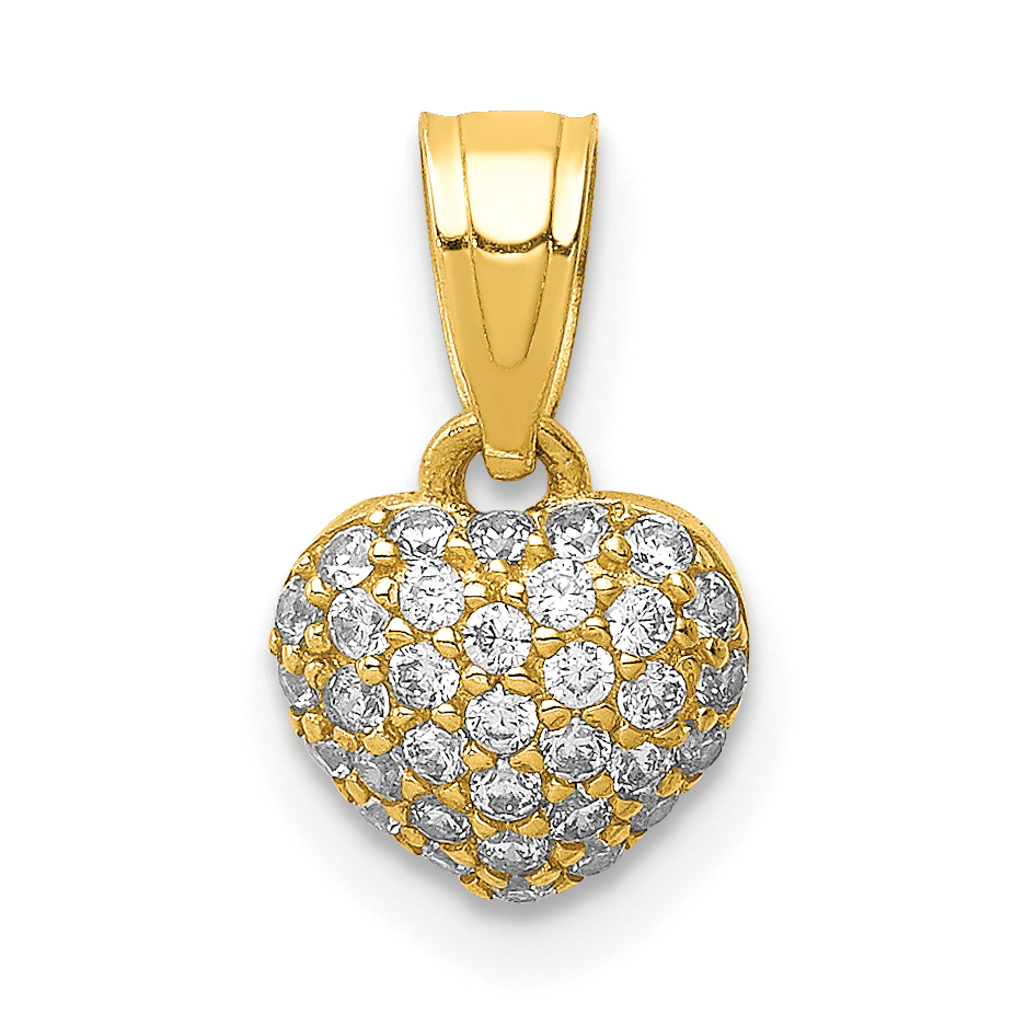 10K CZ Micro Pave Heart Pendant (10C1443)