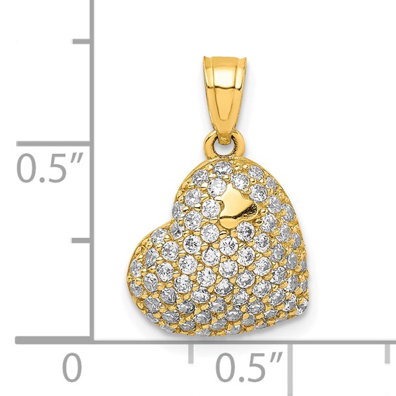 10K CZ Micro Pave Heart Pendant