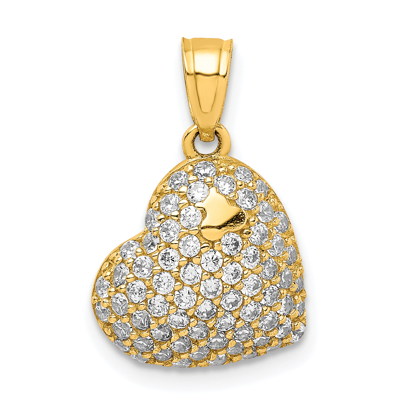 10K CZ Micro Pave Heart Pendant (10C1444)