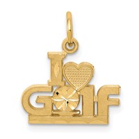 10K Yellow Gold I Heart Golf Charm view 1