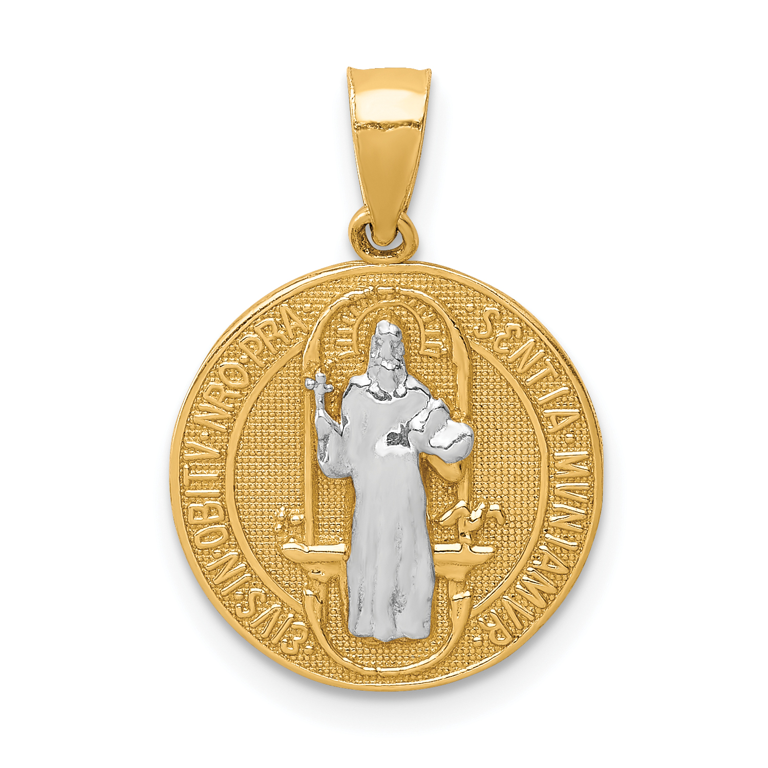 10K W/Rhodium San Benito Medal Pendant (10C1451)