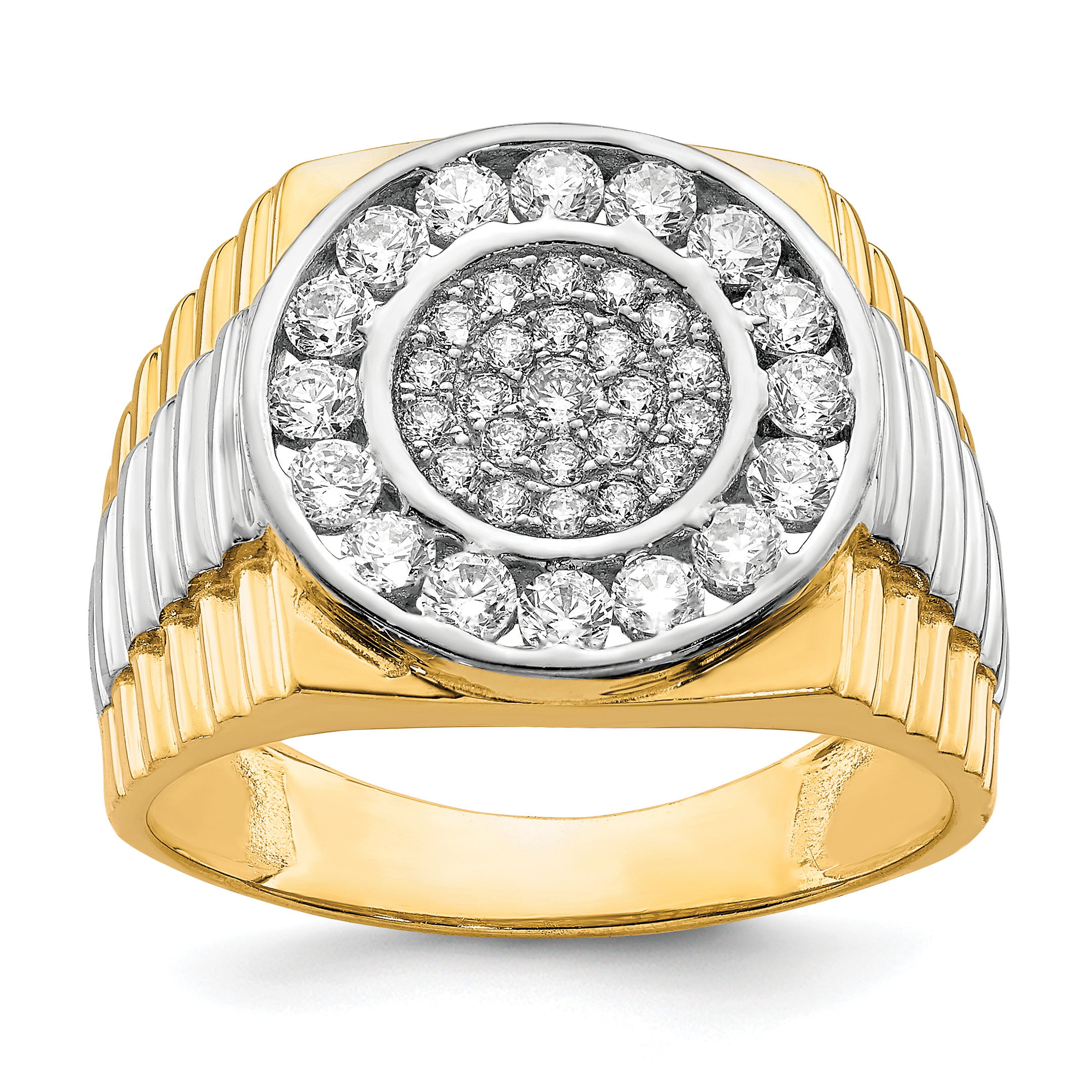 10K w/Rhodium CZ Mens Ring (10C1469)