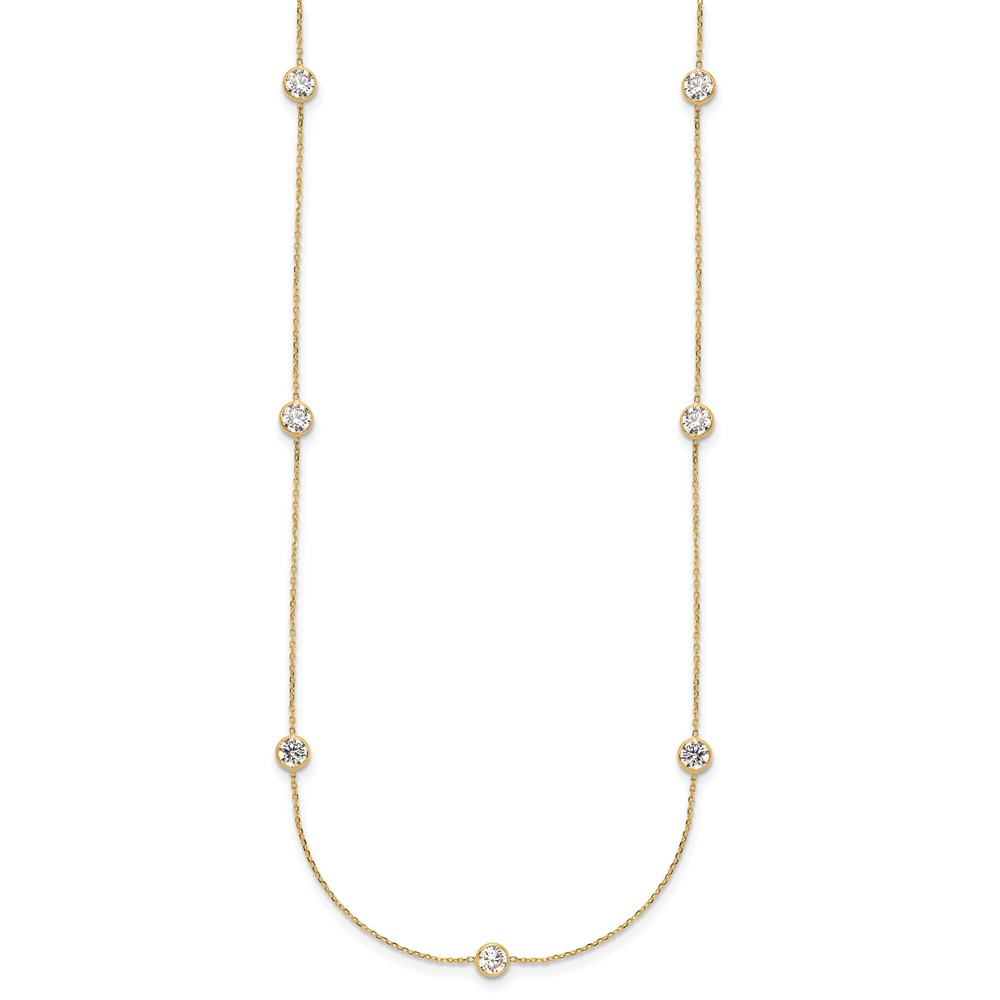 10K Polished CZ 7 Station Necklace (10C1472-18)