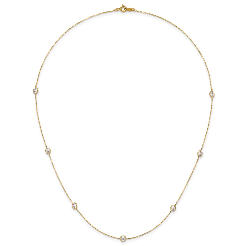 10K Polished CZ 7 Station Necklace (10C1472-18)