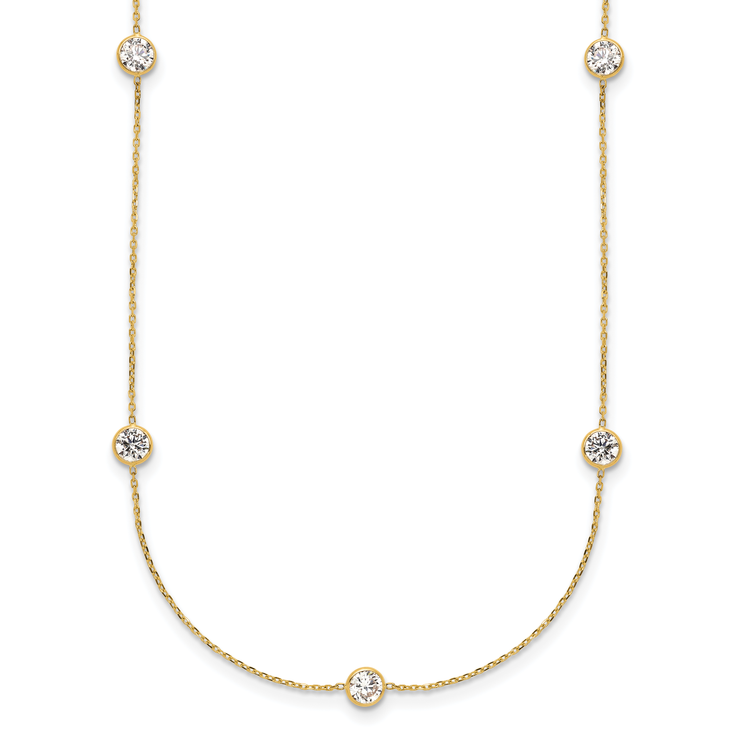 10K Polished CZ 7 Station Necklace (10C1472-18)