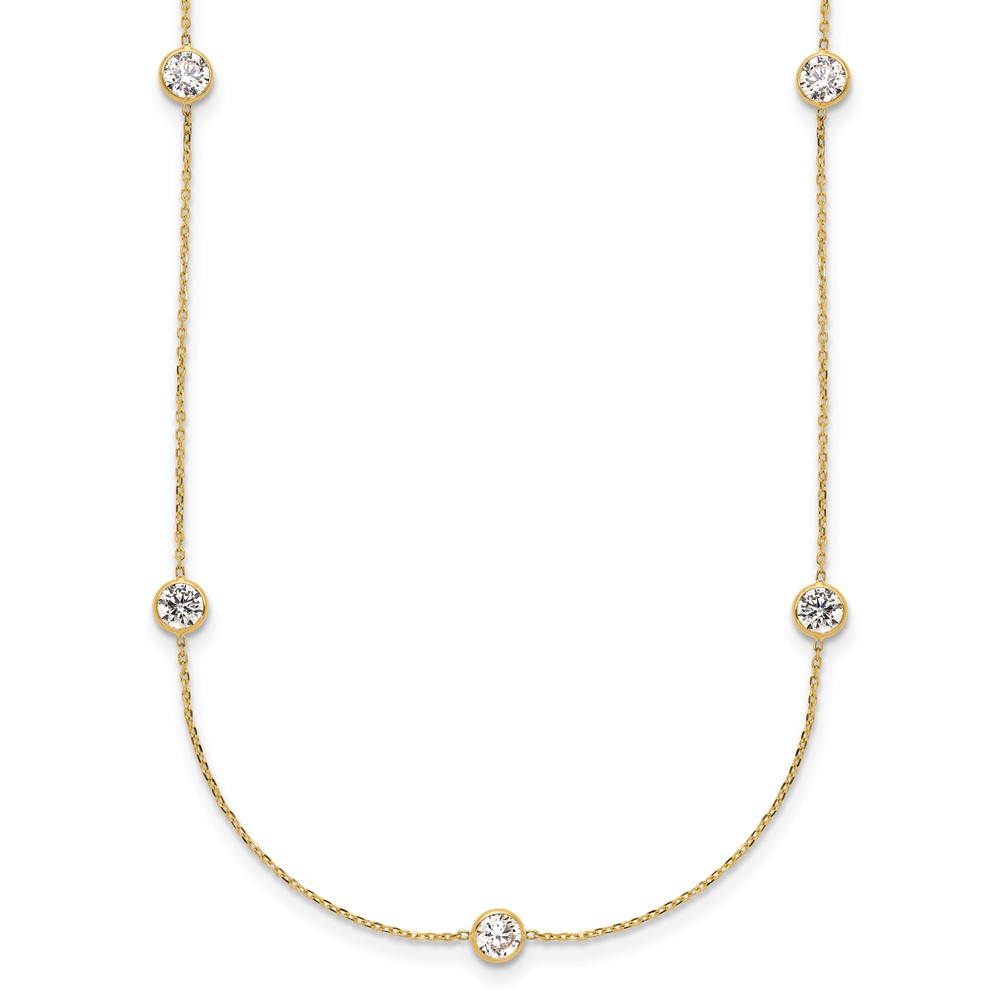 10K Polished CZ 7 Station Necklace (10C1472-18)