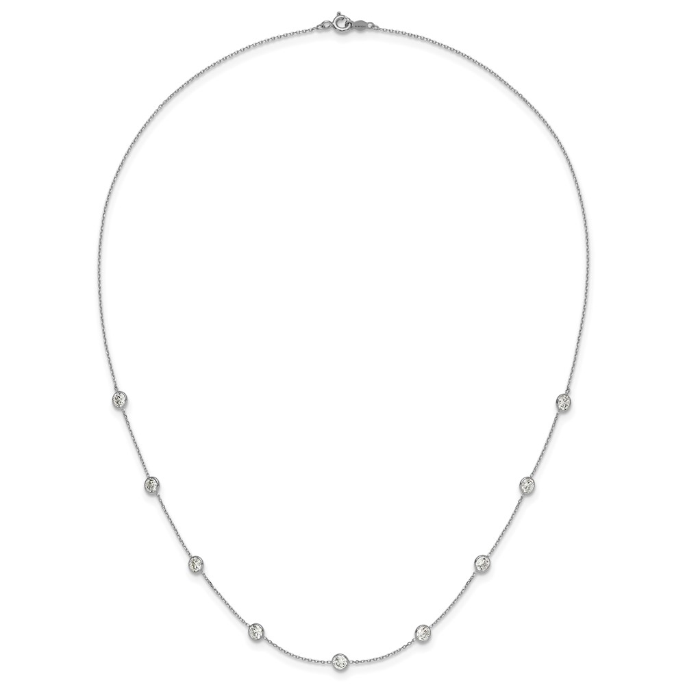 10K White Gold Polished CZ 9 Station Necklace (10C1473-18)
