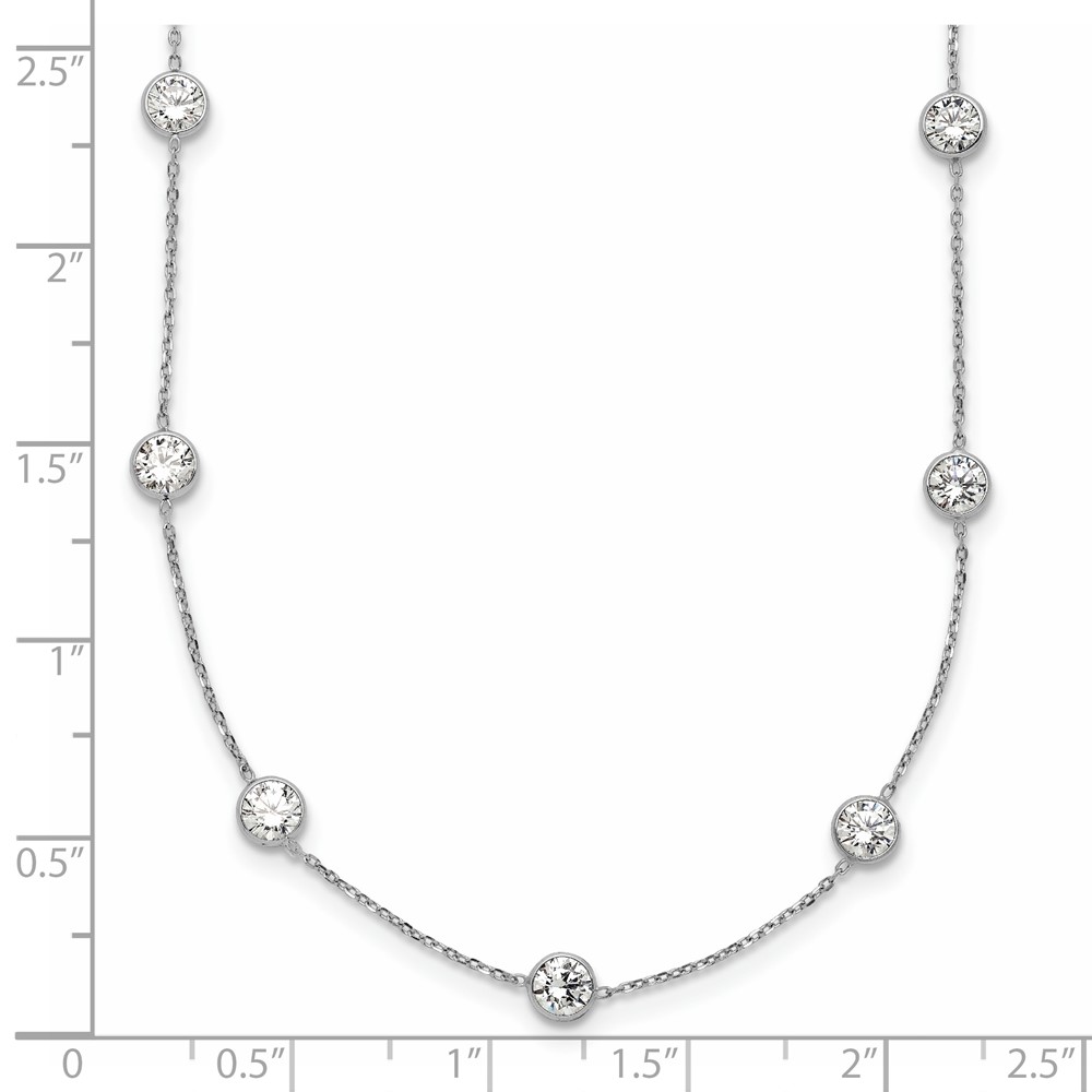 10K White Gold Polished CZ 9 Station Necklace (10C1473-18)