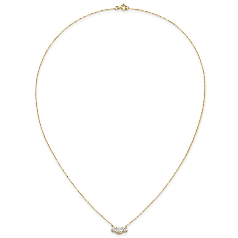 10K Polished 3-Stone CZ Necklace (10C1474-18.5)