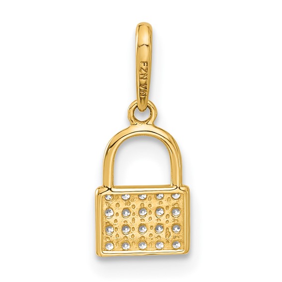 10K Polished CZ Lock Charm