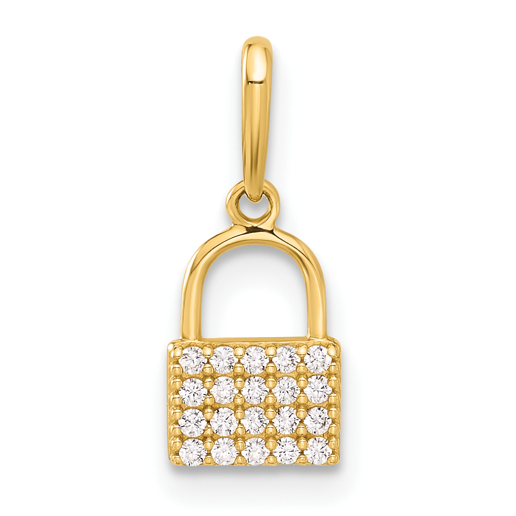 10K Polished CZ Lock Charm (10C1477)