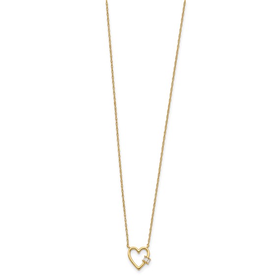10K Polished CZ Heart Necklace