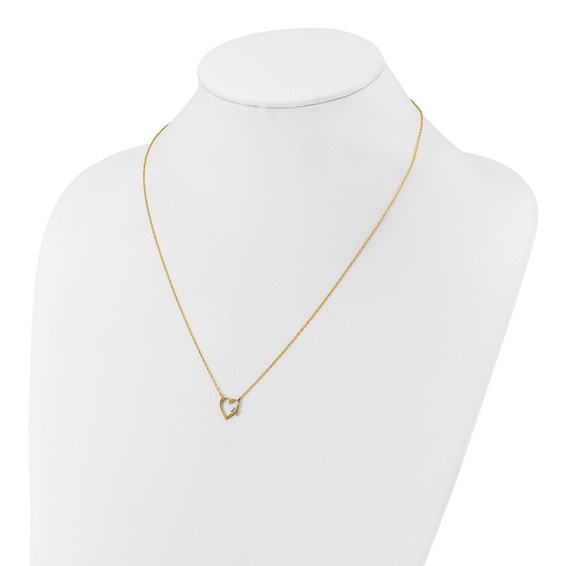 10K Polished CZ Heart Necklace
