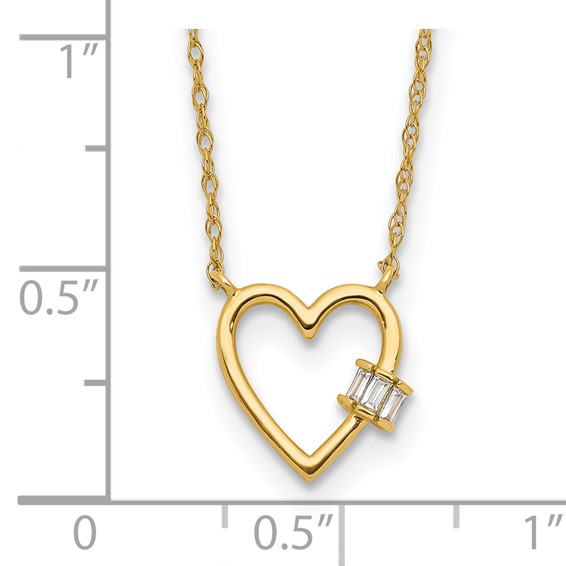 10K Polished CZ Heart Necklace