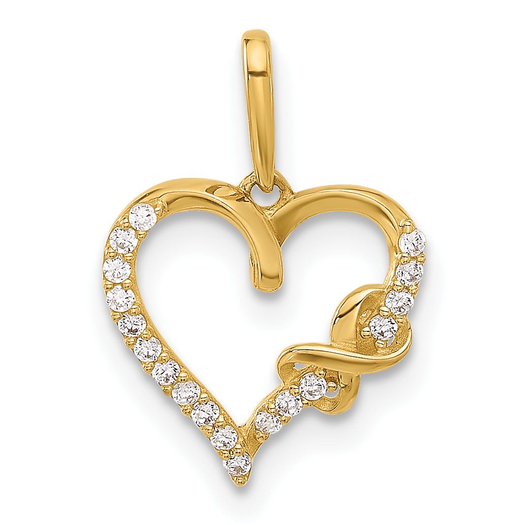10K Polished CZ Infinity on Heart Charm (10C1479)
