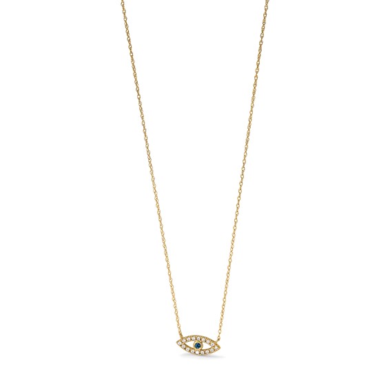 10K Polished CZ Evil Eye Necklace