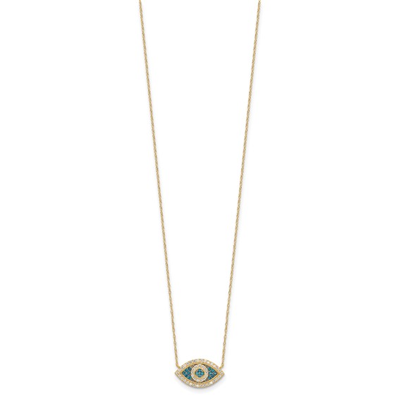 10K Polished CZ Evil Eye w/2 in ext Necklace
