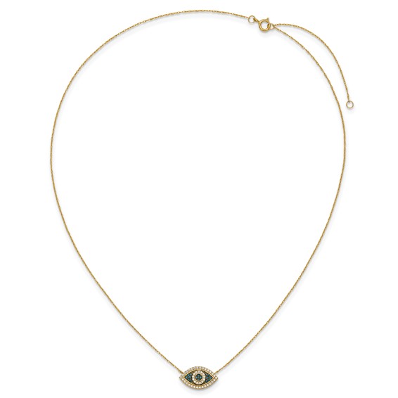 10K Polished CZ Evil Eye w/2 in ext Necklace