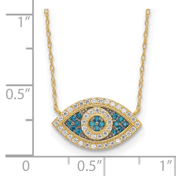10K Polished CZ Evil Eye w/2 in ext Necklace