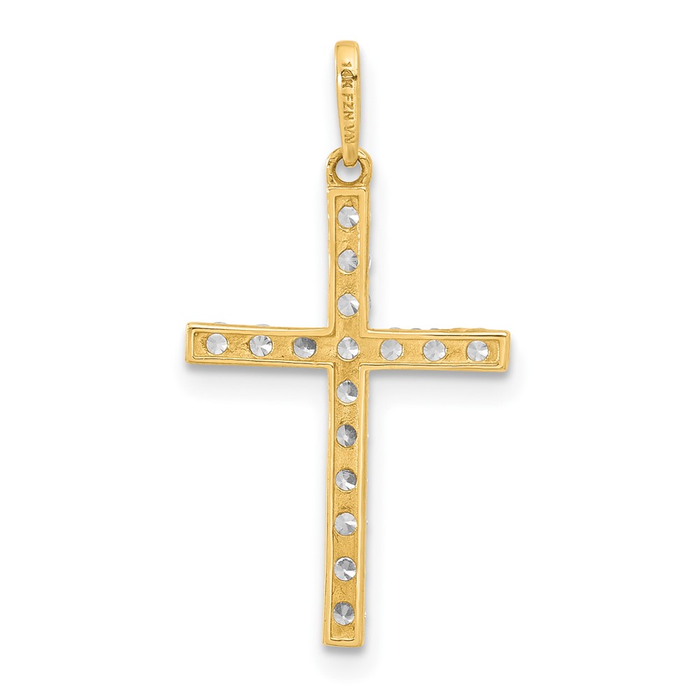 10K Polished CZ Latin Cross Charm (10C1499)