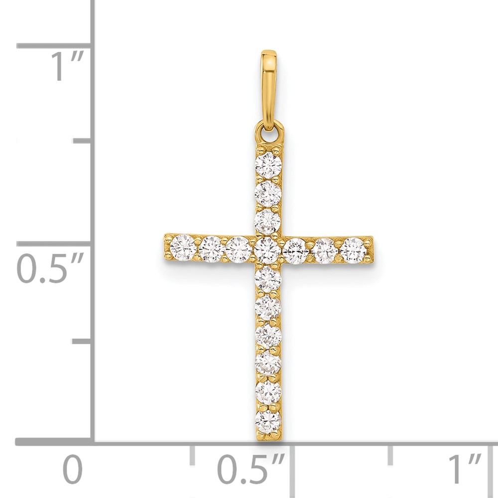 10K Polished CZ Latin Cross Charm (10C1499)